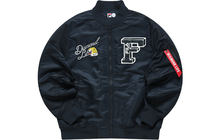 FILA Cartoon Casual Loose Baseball Woven Jacket Men’s Dark Indigo Blue T11M212708F-NV