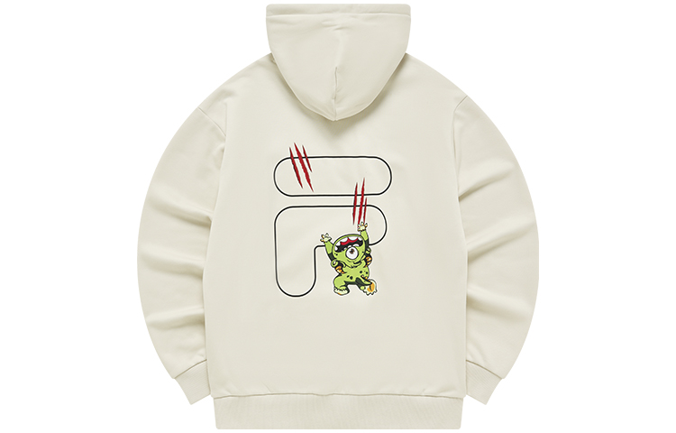 FILA Cartoon Graphic Logo Knit Hoodie Unisex Lactose Color Long Sleeve T11U243205F-BG