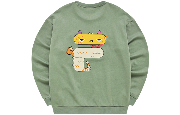 FILA Cartoon Graphic Loose Knit Pullover Sweatshirt Unisex Grey Green T11U243204F-TQ
