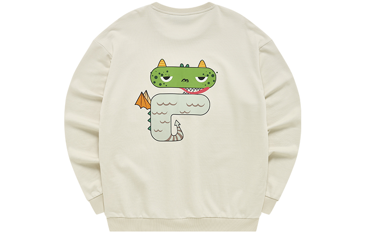 FILA Cartoon Graphic Print Oversized Long Sleeve Sweatshirt Latte Unisex T11U243202F-BG