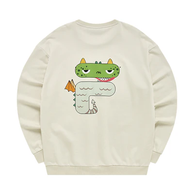 FILA Cartoon Graphic Print Oversized Long Sleeve Sweatshirt Latte Unisex T11U243202F-BG