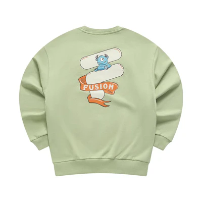 FILA Cartoon Logo Crewneck Knit Pullover Sweatshirt Unisex Lime Green T11U413206F-GN