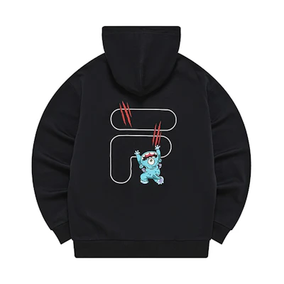 FILA Cartoon Logo Knit Hoodie Unisex - Deep Black T11U243205F-BK
