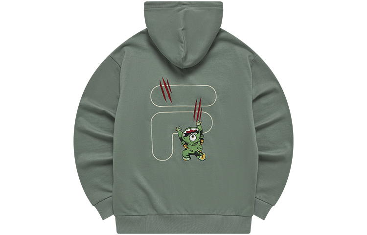 FILA Cartoon Logo Knit Hoodie Unisex Rock Gray Green T11U243205F-TQ