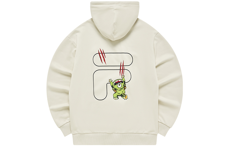 FILA Cartoon Logo Loose Fit Cotton Hoodie Unisex - Lactose Color T11U243203F-BG