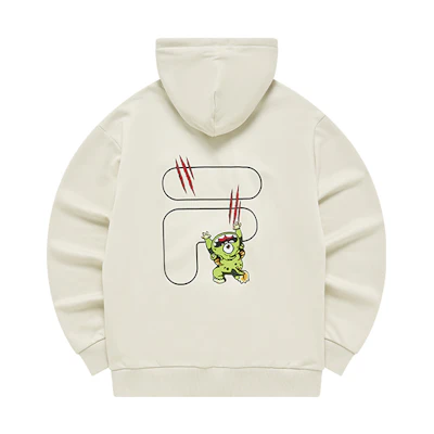 FILA Cartoon Logo Loose Fit Cotton Hoodie Unisex - Lactose Color T11U243203F-BG