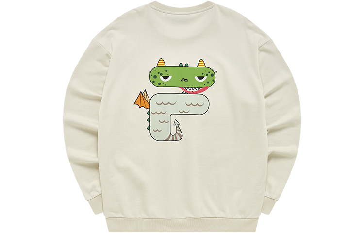 FILA Cartoon Pattern Oversized Knit Pullover Unisex Sweatshirt Lactose Color T11U243204F-BG