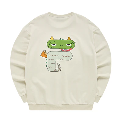 FILA Cartoon Pattern Oversized Knit Pullover Unisex Sweatshirt Lactose Color T11U243204F-BG