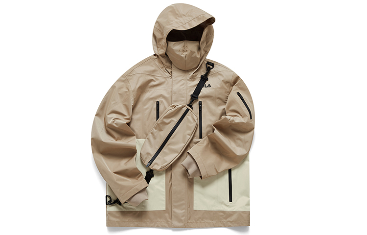 FILA Casual Backpack with Woven Hooded Windbreaker in Khaki T11M113701F-DK