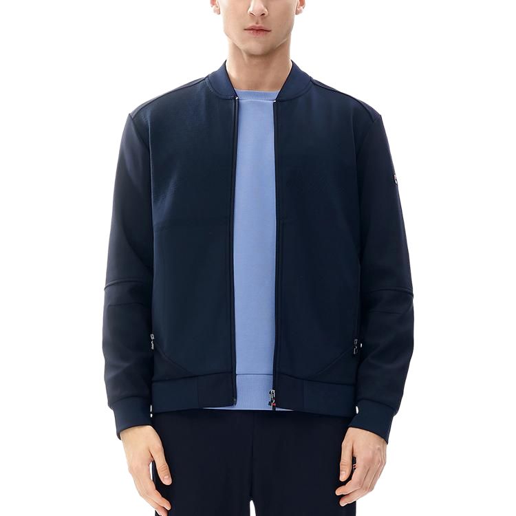 FILA Casual Baseball Collar Knit Jacket - Solid Color in Legendary Blue F11M241501F-NV