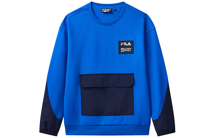FILA Casual Colorblock Crewneck Pullover Sweatshirt Blue F51M048207F-RB