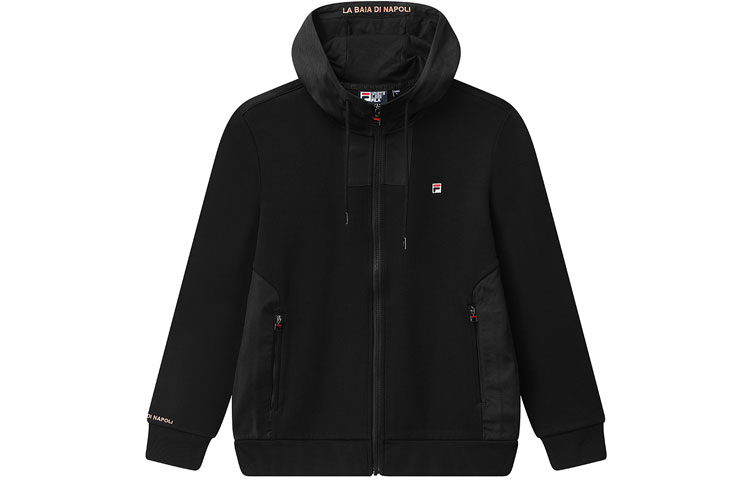 FILA Casual Colorblock Hooded Knit Jacket F11M118506F-BK