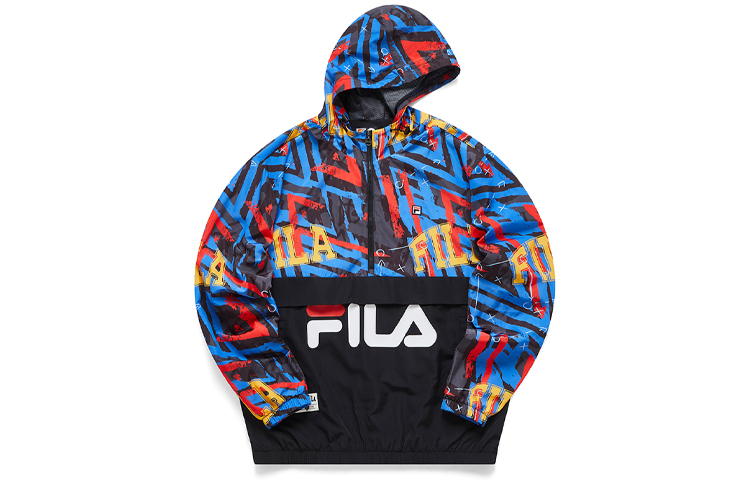 FILA Casual Colorblock Woven Hoodie Jacket Allover Jacquard T11M115707F-DB
