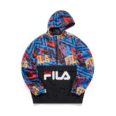 FILA Casual Colorblock Woven Hoodie Jacket Allover Jacquard T11M115707F-DB