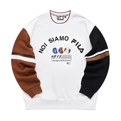 FILA Casual Crewneck Pullover Sweatshirt Standard White T11M111208F-WT