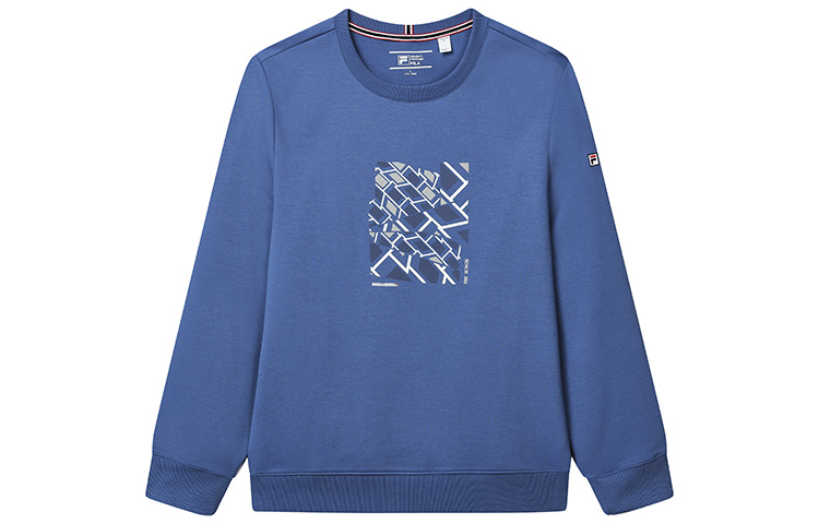 FILA Casual Graphic Print Knitted Pullover Sweatshirt Eerie Blue F11M231205F-BU