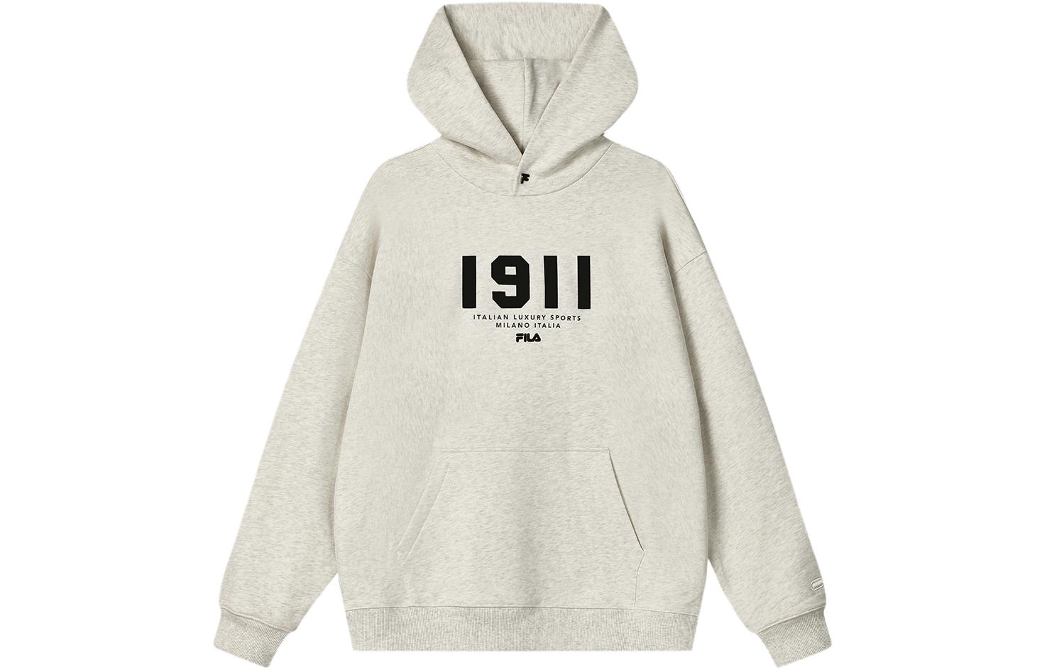 FILA Casual Hoodie with Letter & Number Print in Light Khaki Gray F11M415205F-LK