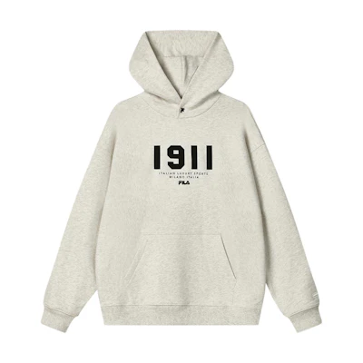 FILA Casual Hoodie with Letter & Number Print in Light Khaki Gray F11M415205F-LK