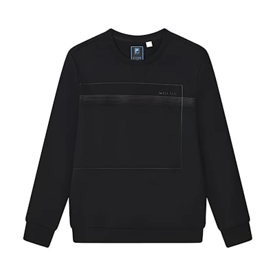 FILA Casual Knitted Pullover Sweatshirt Black Long Sleeve F11M242204F-BK