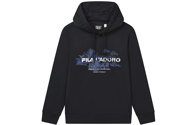 FILA Casual Letter Print Knit Hoodie - Legend Blue F11M238203F-NV