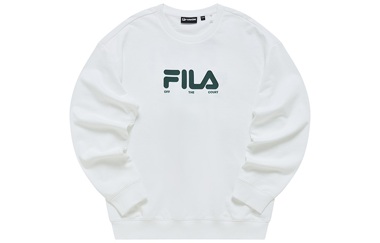 FILA Casual Logo Knit Pullover Crewneck Sweatshirt Standard White T11M243201F-WT