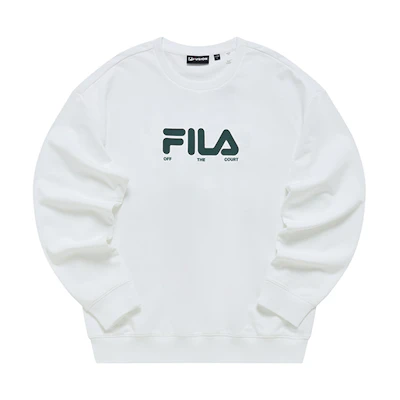 FILA Casual Logo Knit Pullover Crewneck Sweatshirt Standard White T11M243201F-WT