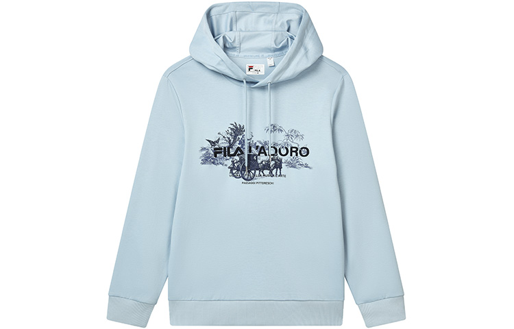 FILA Casual Logo Print Knit Hoodie - Noguan Blue F11M238203F-LB