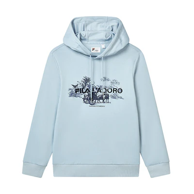 FILA Casual Logo Print Knit Hoodie - Noguan Blue F11M238203F-LB