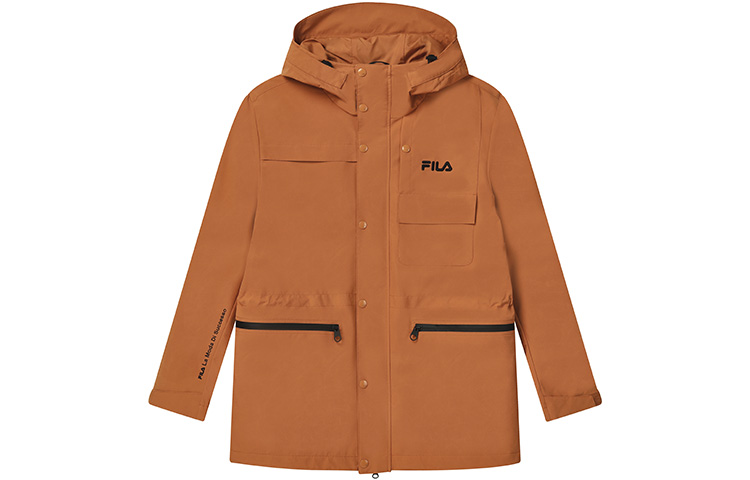 FILA Casual Loose-Fit Logo Hoodie Jacket in Ochre F11M248702F-BN