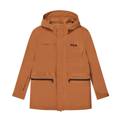 FILA Casual Loose-Fit Logo Hoodie Jacket in Ochre F11M248702F-BN