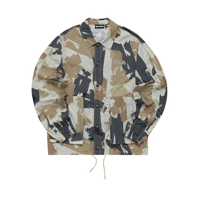 FILA Casual Loose Fit Colorblock Logo Print Woven Jacket Cloud Khaki T11M231707F-LK