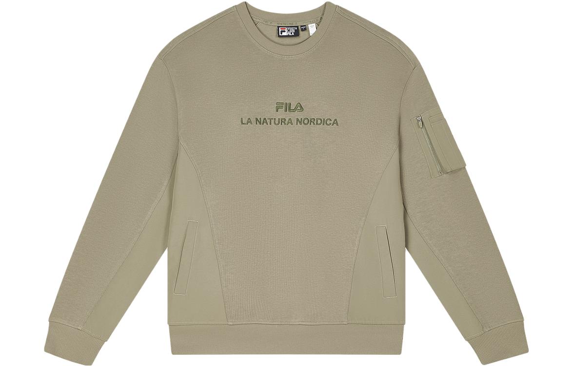FILA Casual Loose Fit Crewneck Pullover Sweatshirt in Jet Green F11M349209F-KK