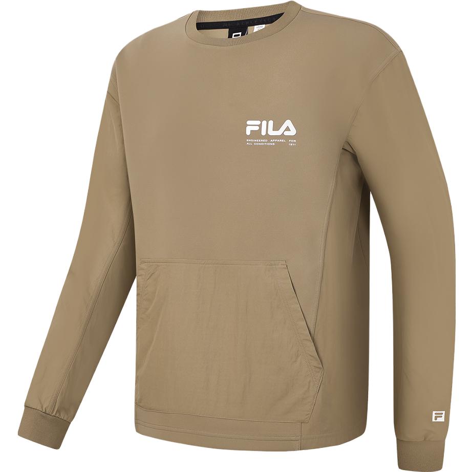 FILA Casual Loose Knit Pullover Outdoor Sweatshirt Unisex Sand Chestnut Brown A11M337203F-BG
