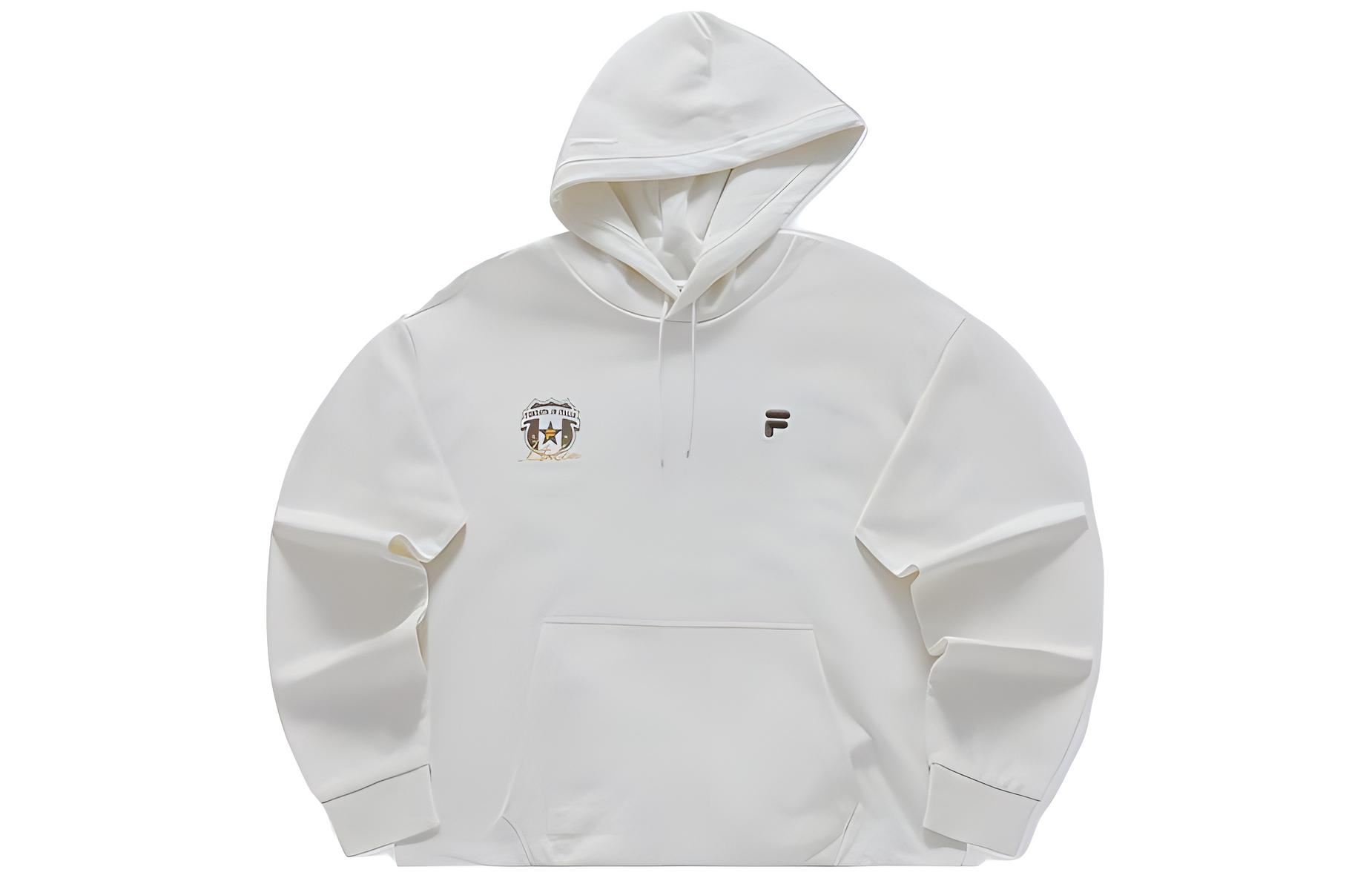 FILA Casual Pullover Hoodie with Logo in Nylon White T11M345206F-WT