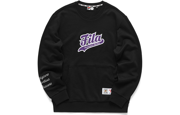 FILA Casual Sport Pullover Sweatshirt with Deformed Logo Black T11M112211F-BK
