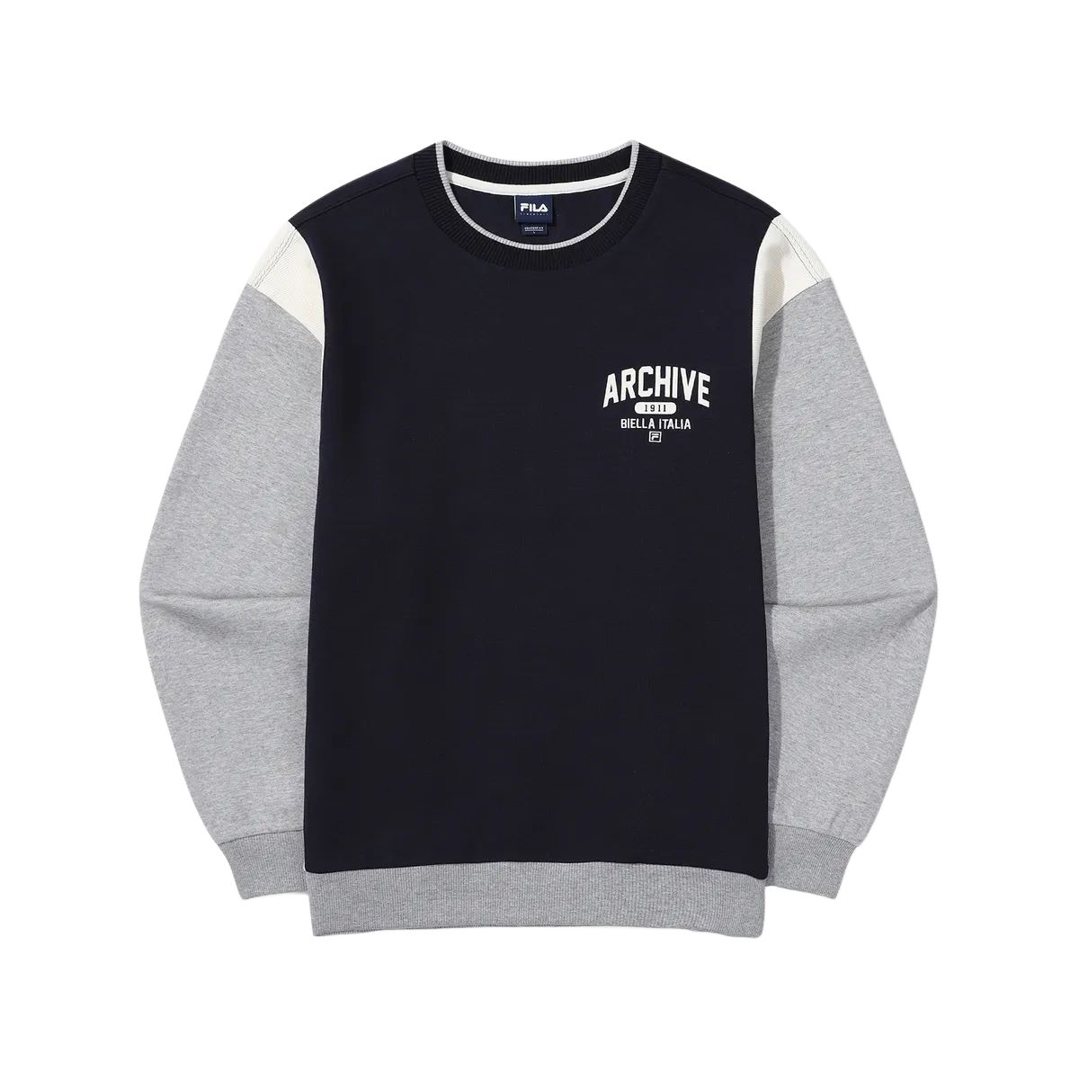 FILA Casual Unisex Letter Print Crewneck Loose Sweatshirt Blue FS2POG1108X-INA