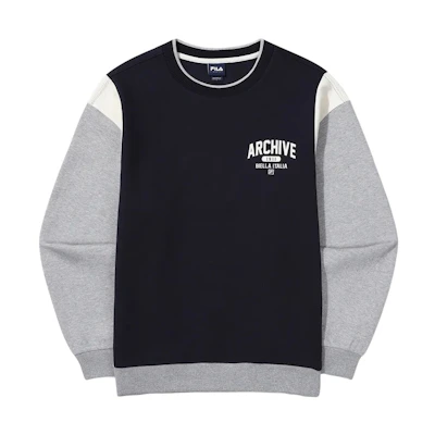 FILA Casual Unisex Letter Print Crewneck Loose Sweatshirt Blue FS2POG1108X-INA