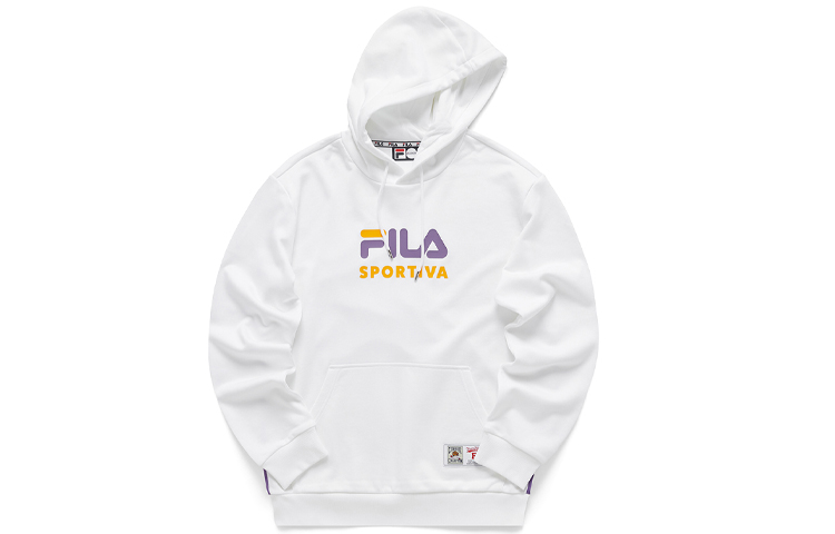 FILA Casual White Pullover Sweatshirt Unisex with Logo and Print Design T11U112210F-WT