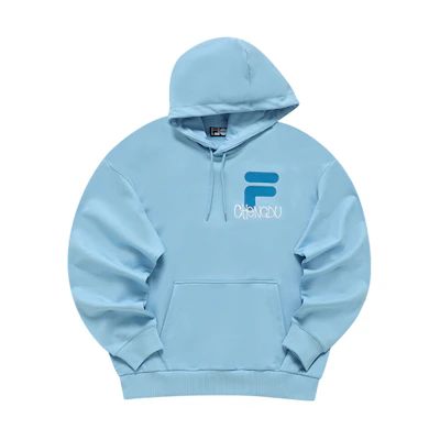 FILA Chengdu Exclusive Oversized Hoodie with Big Logo in Narcissus Blue (Unisex) T11U146208F-LB