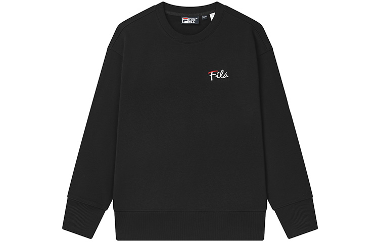 FILA Classic Black Logo Embroidered Unisex Crewneck Sweatshirt Long Sleeve F11U248201F-BK