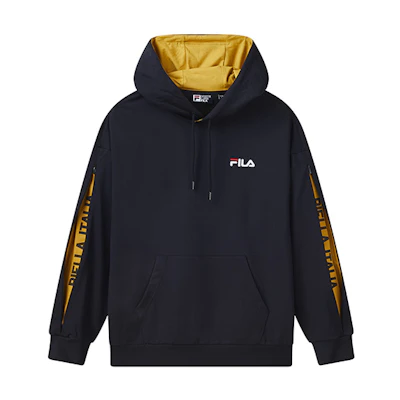 FILA Classic Blue Letter Print Pullover Hoodie - Relaxed Fit F51M048267F-NV