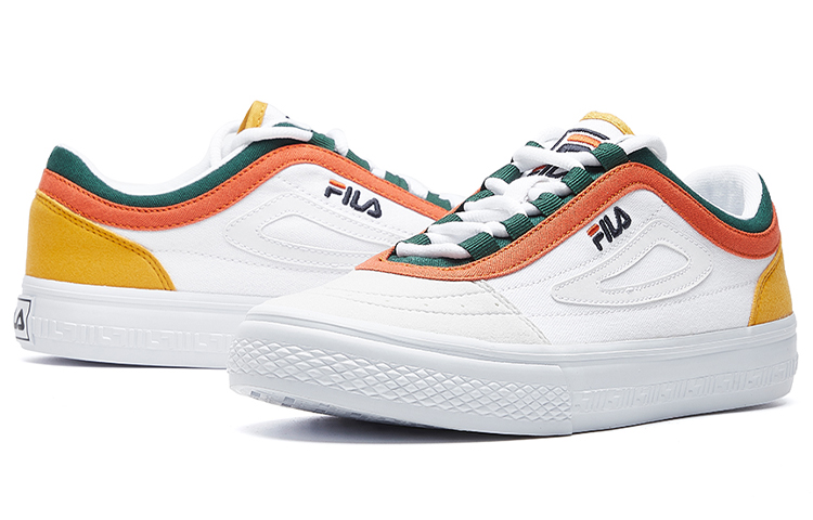 Shop FILA CLASSIC BOARDER scarpe da skateboard canvas Bianco/Giallo/Arancione F12M034423FWN
