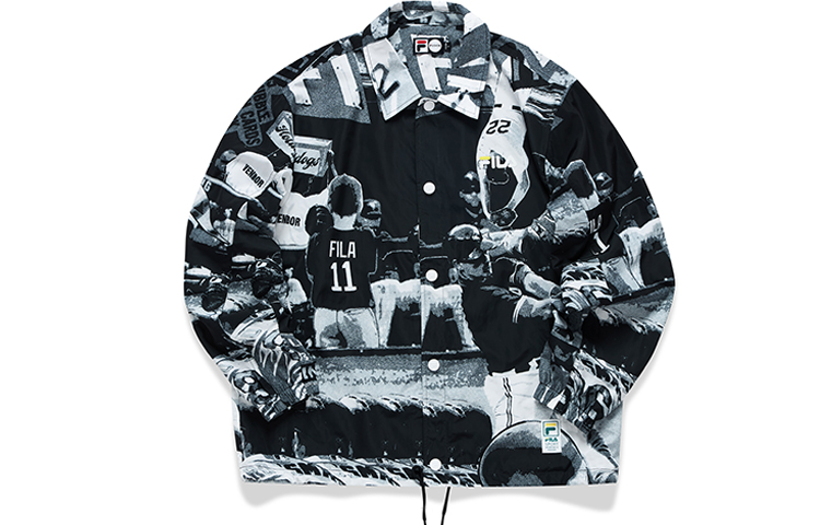 FILA Classic Coaches Jacket - Loose Fit, All-Over Print Sportswear T11M122701F-BK