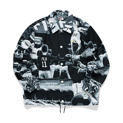FILA Classic Coaches Jacket - Loose Fit, All-Over Print Sportswear T11M122701F-BK