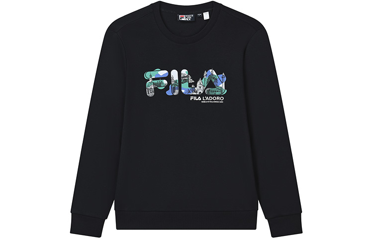 FILA Classic Cotton Crewneck Logo Knit Pullover Sweatshirt Legend Blue F11M238204FNV