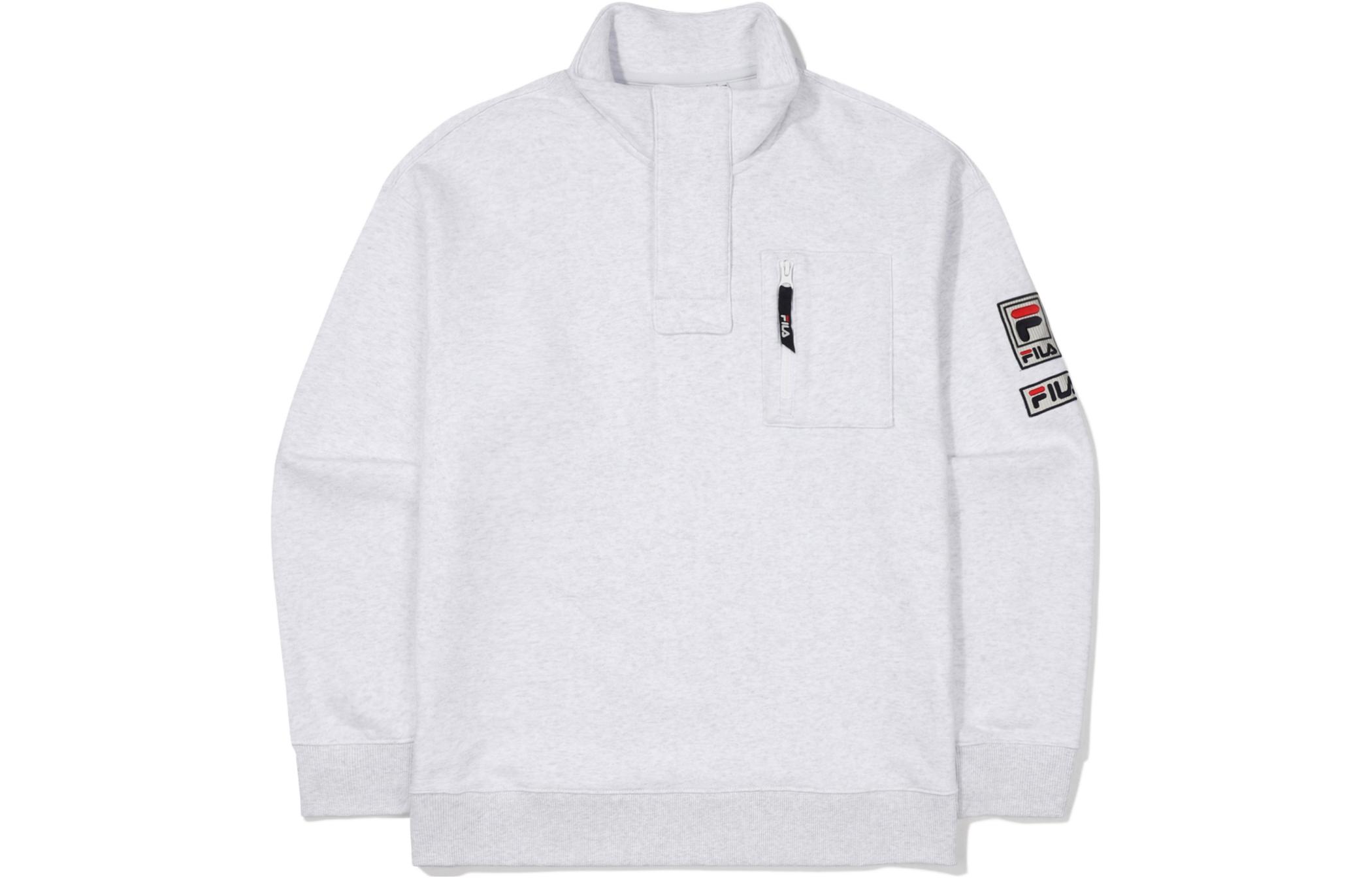 FILA Classic Embroidered Logo Retro Pullover Sweatshirt Grey Unisex FS2POF1112X-WTM
