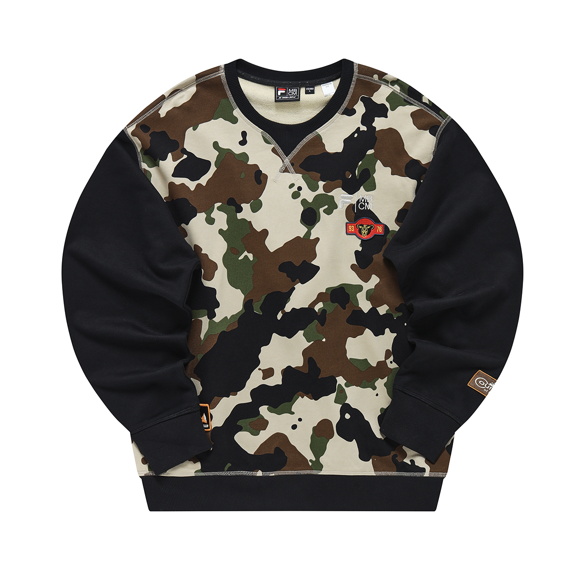 FILA Classic F-Box Camo Loose Fit Crewneck Sweatshirt Men Jungle Green T11M319201F-DG