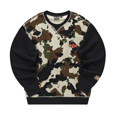 FILA Classic F-Box Camo Loose Fit Crewneck Sweatshirt Men Jungle Green T11M319201F-DG