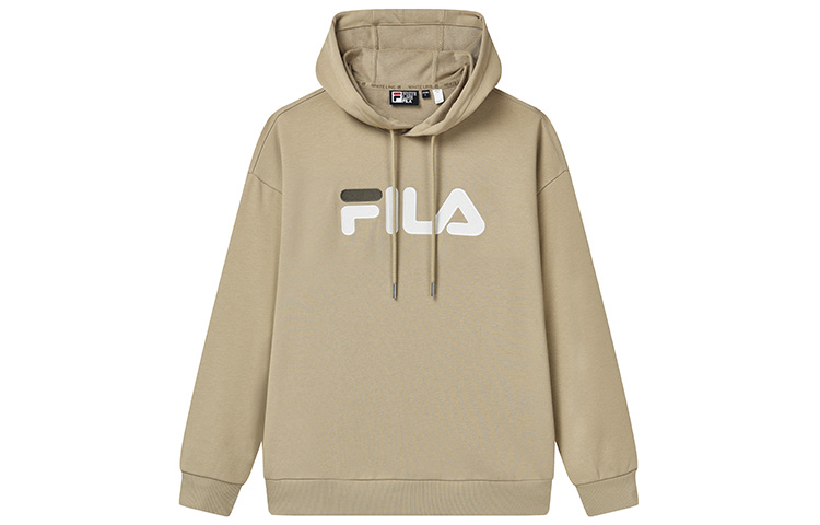 FILA Classic Logo Hoodie Unisex Casual Loose Fit Khaki Beige F51U238298FLK