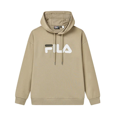 FILA Classic Logo Hoodie Unisex Casual Loose Fit Khaki Beige F51U238298FLK